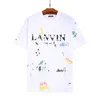 Lanvin Camiseta Designer 2023 Marcas de Moda Camiseta Glitter Rosa Letra Lanvin Co Marca Pintada à Mão Graffiti Splash Ink Angel White 2 3 QRTE