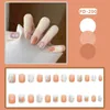 False Nails 24PCS Flower Printed Fake Nail Press On Orange Flowers Full Coverage Artificial Manicure Salon DIY Art Prud22