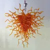 Plafonnier orange moderne lustre en verre soufflé à la main pour salle à manger salon suspendu luminaires d'intérieur 24 par 20 pouces