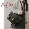 Evening Bags Japanese Preppy Style JK Uniform Shoulder School Women PU Leather Large Briefcase Tote Handbag For Girls BackpackEvening