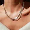 Chains Fashion Unisex Snake Chain Women Necklace Choker Stainless Steel Herringbone Gold Color For JewelryChains273V