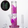 3D -mönster svamp uggla glas bongs 3 typ rak perc 18 mm kvinnliga vattenpipa glöd i de mörka vattenrören hårda bongs skål diffuused downstem dab olje riggar