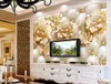 Flores de jóias 3d papel de parede mural papier peint murais 3d foto para sala de estar quarto quarto fundo wallpapers casa decoração alta qualidade adesivo de alta qualidade