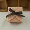 Подарочная упаковка ПК kraft Paper Box Candy Boxes Винтажные простые свадебные подарки на день рождения с лентой для торта печенья Чокота.