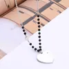 Pendant Necklaces Stainless Steel Big Heart Necklace For Women Black Crystal Long Sweater Party Wedding Fashion Jewelry GiftsPendant