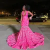 Sparkly lantejoulas sereia vestidos de baile 2022 para menina negra com decote em v sem mangas até o chão africano vestidos de festa de aniversário formal eveni194s