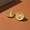 French Medieval Camellia Disc Studs kolczyki Mosiężne złoto Guzik Złota Moneta 925 Srebrna szpilka High Fashion Biżuter