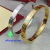 Love bangle gold AU750 18 K nunca se desvanece réplica oficial de la pulsera tamaño 16-19 Con caja de mostrador Marca de lujo de calidad SUPERIOR vintage para hombre brazalete damas regalos premium