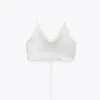 TRAF SUMMER WHITE SATIN TOP KVINNA Rosa Crop Sexig Backless Tank Camisole Beachwear Tie-Dye Strap S 220318