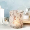 Flower Bird Painting Tealight Votive Holder 10oz Frosted Candle Jar with Wooden Lid Empty Glass Container for Scented Candle Making