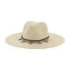 Breda randen hattar halmkvinnor sommar vårband band bowknot elegant sol stor resa avslappnad utomhus strand skydd hattswide