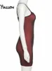 Yiallen Mesh Double couche sexy robe skinny femme sans manches bandage bandage élastique divisé tendance clubwear slim tenue 220611