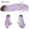 Nxy Wignee Long Synthetic Fiber Wigs Ombre Light Purple Partial Division with Oblique Bangs for Women Daily/cosplay Natural Hair Wig 220622