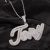 Colar de diamante de jóias de hip -hop Nome personalizado Nome da Iced Out Cadeias Cúpulas de Zircônia cúbica Conjunto de cobre com diamantes 18k Colar de letra de ouro