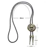 Bow Ties Copper And Silver Round Shape Bolo Tie For Man Cowboy Western Cowgirl Leather Rope Zinc Alloy NecktieBow BowBow