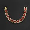Рубиновые ювелирные украшения наборы мужчин ожерелье браслет блестящий кубический цирконий рэппер рокеры Койнс Коэйн