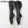 Sorbern مثير صنم الأحذية heelless الباليه الحذاء مع سلسلة القفل الأحذية السيدات crossdressing للجنسين للجنسين أحذية مخصصة كبيرة