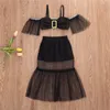 1 6Y Fashion Toddler Baby Girls Summer Clothes Kids Spets Off Axel Mesh Tubs Tops Maxi Kirts Children Tracksuit Outfit Set 220620