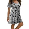 Letnie sukienki kobiety swobodny krótki rękaw o druku szyi linia ponadwymiarowa streetwear sundress luźne vestidos 220613
