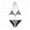 Vintage Mektuplar Kadın Bikinis Halter Mektubu Metal Toka Mayo Spa Yüzme Dalış Bölünmüş Düşük Bel Mayo