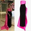 Moderne Hot Roze En Zwart Satijnen Feestjurken Strapless Vloerlengte Eenvoudige Arabische Vrouwen Formele Avondjurken 328 328