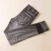 秋の冬の濃い灰色のジーンズメンズ2022ファッション弾性スリムレギンス