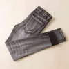 Autumn Men's Winter Thickened Smoke Grey Jeans Men's 2022 Fashion Elastic Slim Leggings