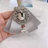 Korean Fabric Bow Tie Brooch Pins Female Shirt Dress Necktie Luxulry Crystal Rhinestones Collar Fashion Jewelry Accessories