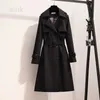 패션 디자인 여성 트렌치 코트 새로운 영국식 스타일 느슨한 중간 중간 길이 벨트 여성 코트 캐주얼 한 브랜드 외부 마모 크기 S-4XL