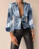 Blouses -shirts voor dames oversized vrouwen pu 2022 celmia mode lange mouwen knopen vintage casual lederen reverse revers streetwear