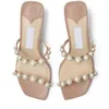 Летние роскошные женские сандалии Amara с жемчужным ремешком, тапочки на массивном каблуке с квадратным носком, женские туфли-лодочки с квадратным носком, платье для вечеринки, свадьбы, EU35-43.Box