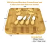 Distes Assiettes Bamboo Fromage Board After d'après-midi Assiette de dîner gratuite en acier en acier inoxydable à quatre pièces ensembles de bois de bois