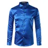 Camisa de cetim de seda de alta qualidade masculina Chemise Homme 2022 casual manga longa slim fit camisas masculinas de vestido de negócios camisa masculina Y220516