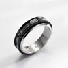 BPMN T Home 925 Серебряное серебро римское цифровое черное черное титановое вращающее кольцо двойное t три алмазного пары 1837 То же самое