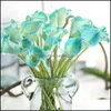 Ghirlande di fiori decorativi Forniture per feste festive Giardino di casa Ll Seta Mini Calla Lily Fiore artificiale Real Touch Decor Dhm7Q