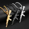 Collane con ciondolo Collana da uomo Collana girocollo in acciaio inossidabile dorato Uomo Punk Accessorie AK Submachine Gun JewelryPendant