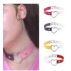 Pu läder hjärta choker halsband kvinnor chocker halsband punk uttalande smycken collier bröllop brud smycken present gc1371