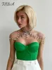 FSDA Satin Corset Crop Strapless Green Summer Sexy Tube Off Shoulder Party Sleeveless Bustier Tank Top 220629