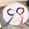 Vente directe d'usine perles en bois bracelet personnalité féminine copeaux de bois peuvent être imprimés chaîne de corde élastique de couleur mélangée multicolore en option