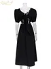 Clacive Women Summer Short Sleeve Black Dress Elegant Loose High Waist Midi es Sexy Hollow Out Backless Female 220704