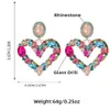 S2857 Fashion Jewelry Exaggerated Peach Heart Diamond Dangle Earrings Colorful Rhinestone Stud Earrings