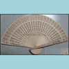 Party Favor Event Supplies Festive Home Garden Sandalwood Fan Hand Held Folding Fans Chinois Traditionnel Creux En Bois Baby Shower Gifts W