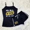 Fashion Letter Tracksuit Women Suspender Tops Vest Tanks and Shorts 2 Piece Outfits Summer Yoga Suit Quick Dry Sportswear Clothing S-3XL Attract Eyes