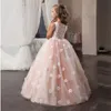 Princess Girls Dress Summer Lace Bridesmaid Party Flower Costume Kids es For Wedding Vestido 220426