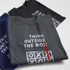 COOLMIND 100% cotton think outside the box print men T shirt casual top quality printing loose men Tshirt cool o-neck t-shirt 220520