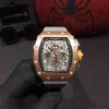 Luksusowe mechaniki męskie Watch Richa Milles RM11-03 Automatyczny ruch mechaniczny Importowany gumowy pasek 50 x 40 mm 23on