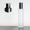 Imballaggio Bottiglia di vetro smerigliato Collare nero Lozione Spary Press Pump Coperchio nero opaco Contenitore cosmetico ricaricabile portatile vuoto 20 ml 40 ml 60 ml 80 ml 100 ml 120 ml