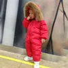 Russian Inverno Infant Harm Duck White Down Rompers Crianças Conjuntos de esqui ao ar livre recém -nascidos roupas de pêlo com capuz de peles 30 24039722