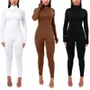 Gym Kleidung Frauen Schlank Langarm Sport Overall Einfarbig Hohe Kragen Zurück Zipper Siamese Hosen Sexy Für AutumnGym