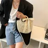 Shoulder Bags Summer Handmade For Women Beach Weaving Ladies Straw Bag Wrapped Moon Shaped Top Handle Handbags Totes W41-01Shoulder